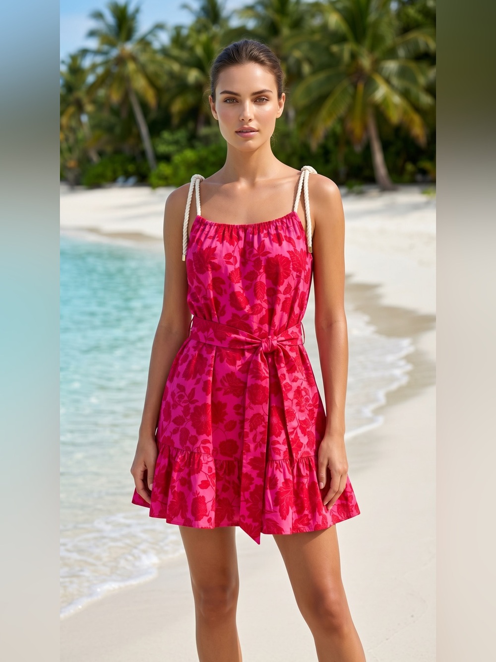 Heidi Klein Bright Pink Floral Tie-Waist Sundress!